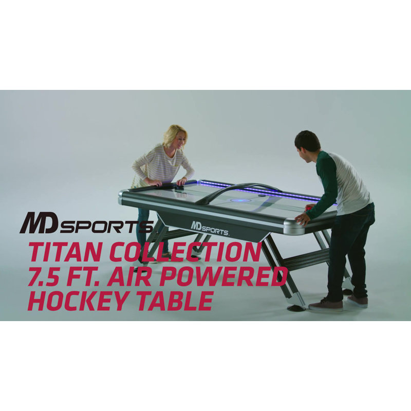 Titan 7.5' Black and Silver Air Hockey Table with Digital Scoreboard
