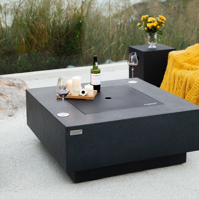 Square Concrete Smokeless Fire Pit Table, Propane