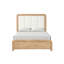 Lit très grand avec tête de lit matelassée, finition naturelle et style transitionnel, fabriqué en bois d'ingénierie en bois d'hévéa massif pour cadre de chambre à coucher en bois d'hévéa, placage de manguier