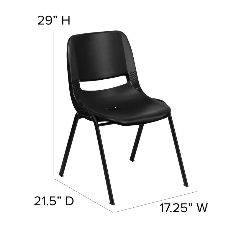 Chaise empilable ergonomique Lena, Noir, Noir, 5