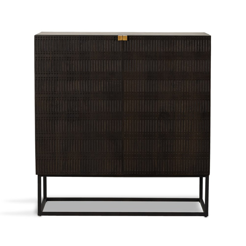 Kelby Solid Wood Bar Cabinet, Vintage Brown
