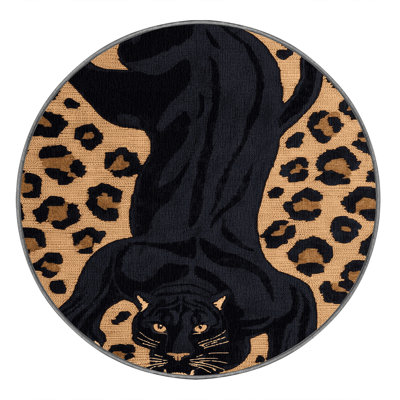 Washable Black Leopard Big Cats Area Rug