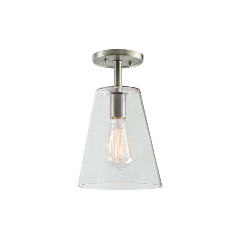 Baptiste Glass Semi Flush Mount, 10" H x 6" W, Pewter