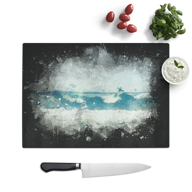 Tempered Glass the Rolling Waves Chopping Board, 20 cm x 28.5 cm