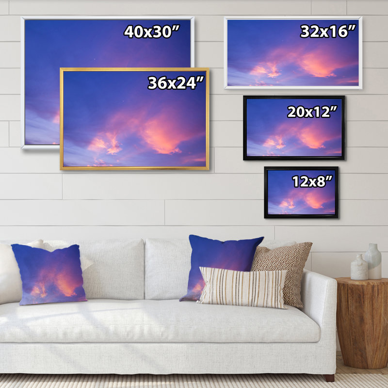 «Beach Sunrise With Dramatic Sky IV», reproduction sur toile, H 12 po x l 20 po x P 1 po, Cadre flottant noir