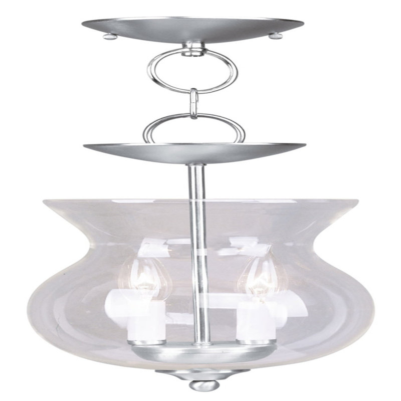 Lorri 2 - Light Unique/Statement Pendant, Brushed Nickel, Clear Glass, 14" H x 8.25" W x 8.25" D