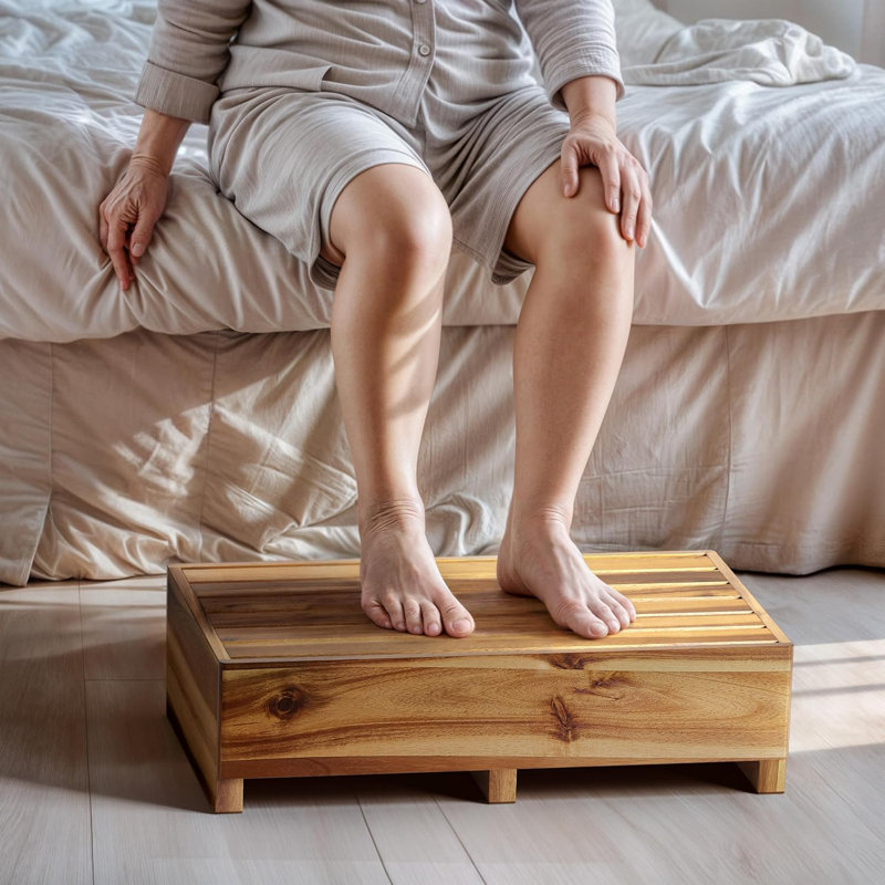 Tabouret 6,5 "à une marche pour personnes âgées, marchepied en acacia