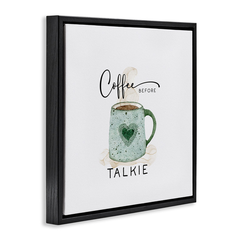Art mural sur toile flottant "Coffee devant", par Joy Hall, Cadre flottant noir de jais, H 18 po x l 18 po
