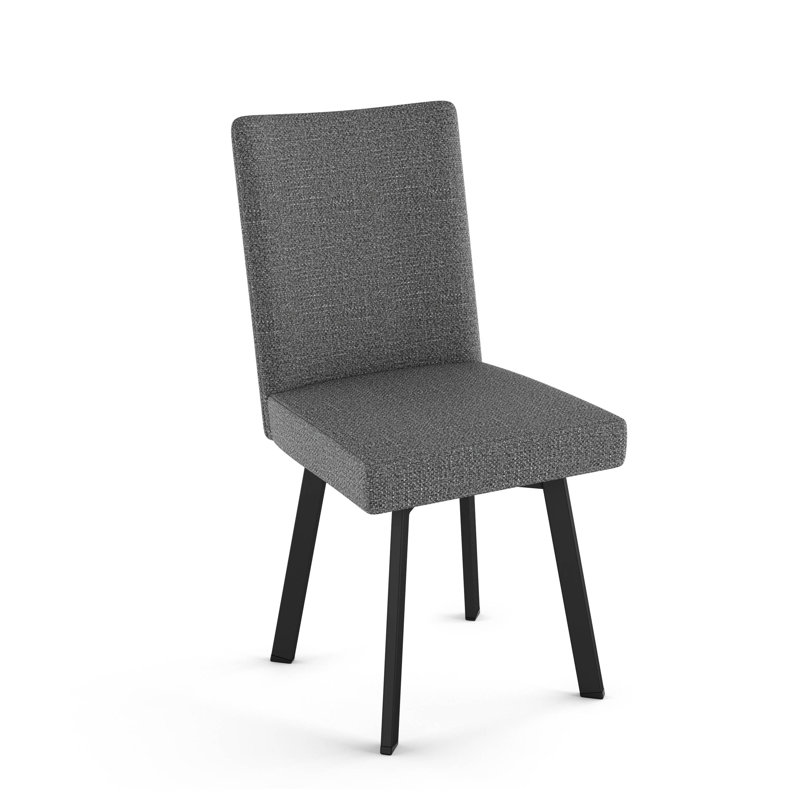 Chaise rembourrée Lykins, Mélange de polyester gris, Noir