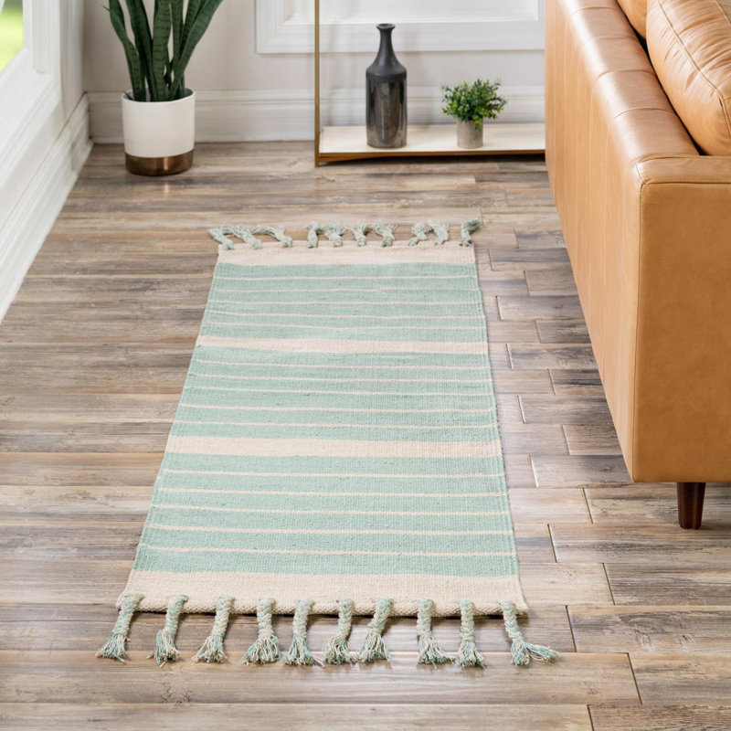 Abisan Cotton Striped Indoor Rug, Runner 2'7" x 12'