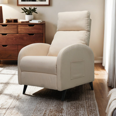 Upholstered Push Back Recliner Chair Sofa with Storage Pocket by George Oliver