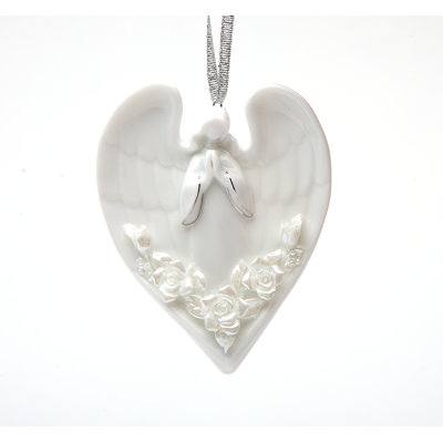 Ornement d'ange en prière nacré blanc