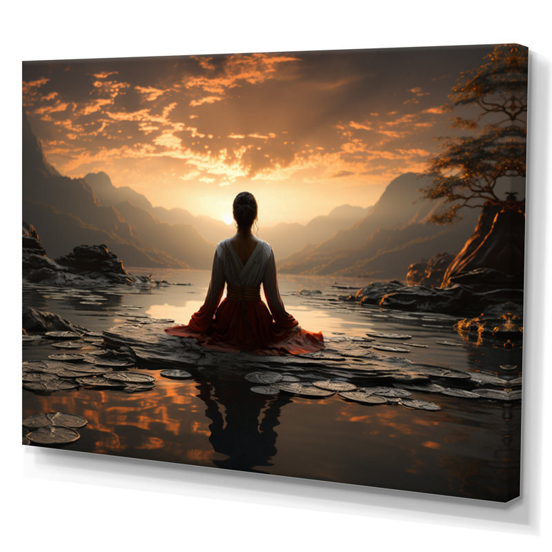 «Black Peach Meditation Eernal Now», reproduction d'art sur toile encadrée, Toile tendue, H 12 po x l 20 po x P 1 po