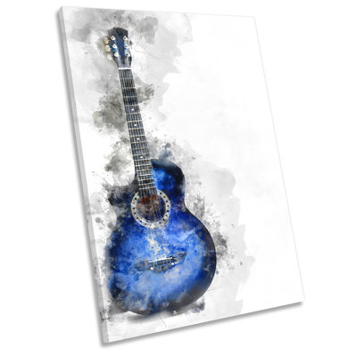 Blue Guitar Music - Wrapped Canvas Art Prints