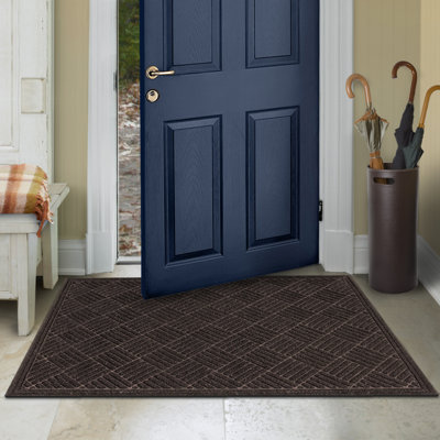StepGuard 3-foot x 4-foot Heavy Duty Contours Parquet Door Mat in Cocoa Brown