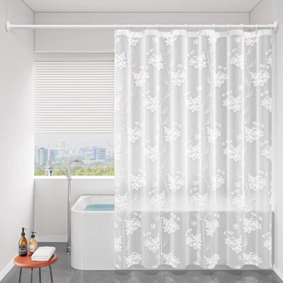 Rideau de douche PEVA + crochets en métal - Floral