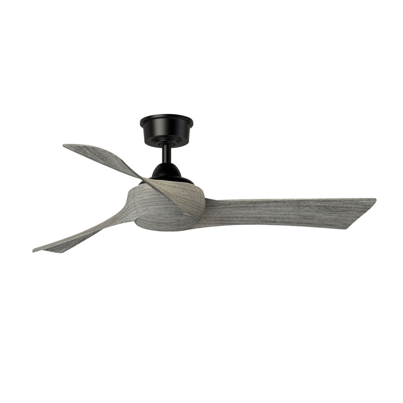 Wrap Custom 48 inch Indoor/Outdoor Ceiling Fan - Black with Weathered Wood blades, Black, Weathered Wood