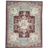 Hand-Knotted High-Quality Wine and Blue Area Rug