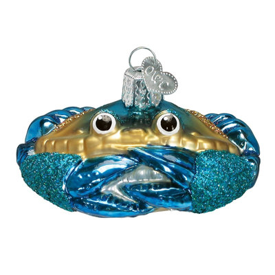 Ornement en verre soufflé Old World Christmas pour arbre de Noël, crabe bleu