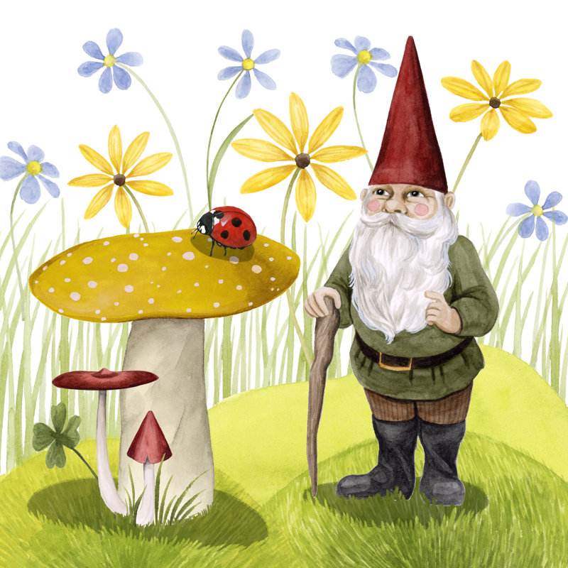 Gnome Neighbors IV by Grace Popp - Wrapped Canvas Painting, 91cm H x 91cm W