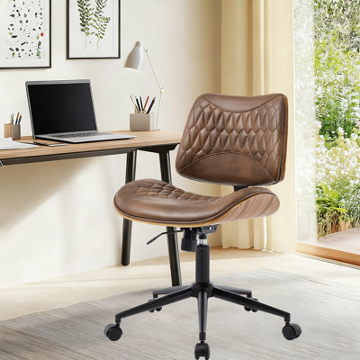 Modern Ergonomicleather Office Chairwith Armless Design And Rocking Back