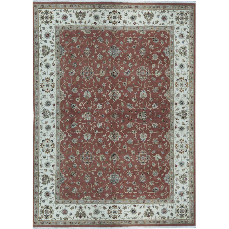 Tapis rouille et ivoire de haute qualité noué à la main
