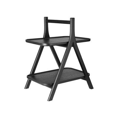 ETA Oak Side Table with Shelves - Black