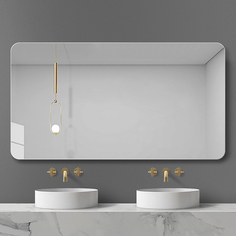 Miroir mural de salle de bain - Brouillard imperméable Hd 5 mm argent, design classique argent pour salle de bain, chambre à coucher