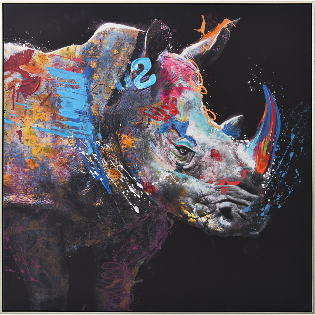 Acryl Gemälde "Comic Art" Rhino