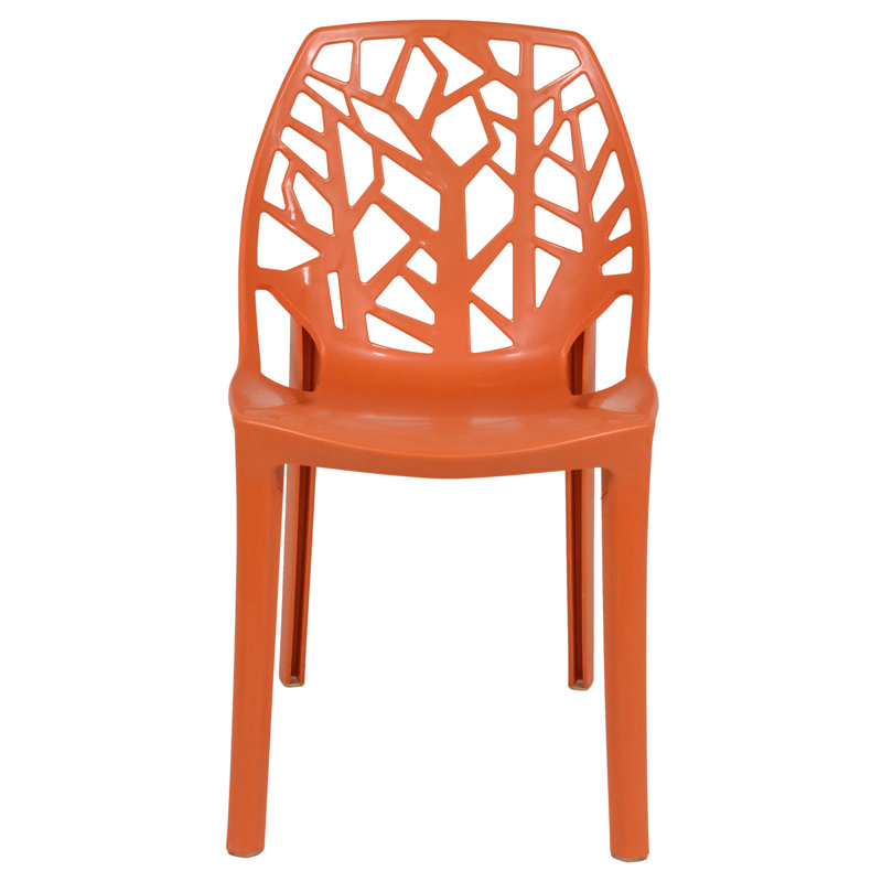 Edgington Lightweight Stacking Accent Dining Chair for Indoor & Outdoor, Solid Orange, Single