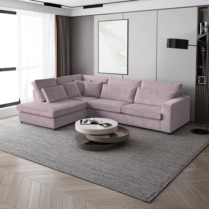Preslea 6 Seater Sofa & Chaise, Left Hand Facing, Pink
