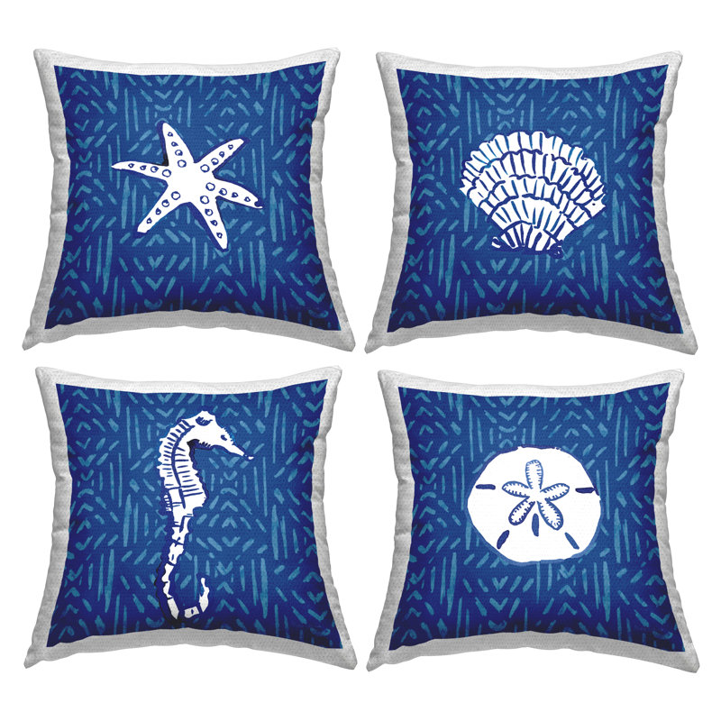 Ensemble de coussins d'extérieur 4 pièces Seashells
