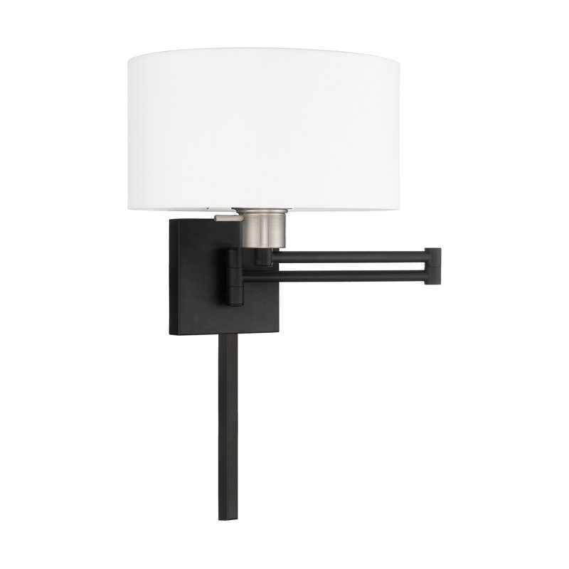 Kevyn Swing Arm Sconce, Off White, Black
