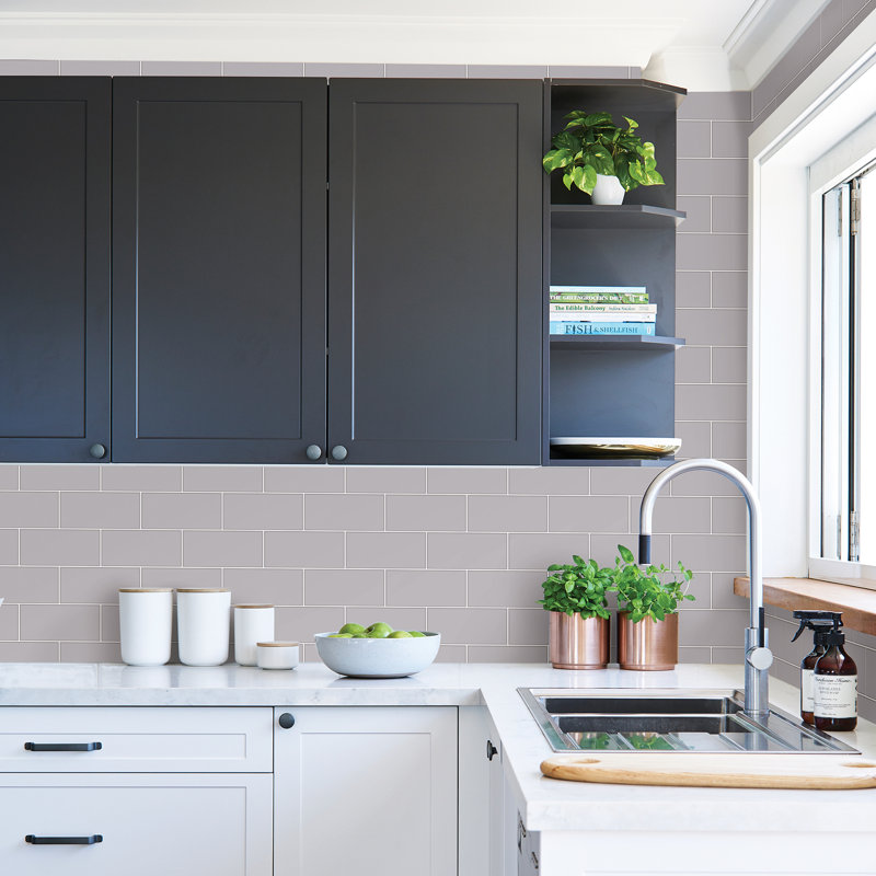 Rouleau de papier peint L 33 pi x l 20,5 po Anley Subway Tile, Gris foncé