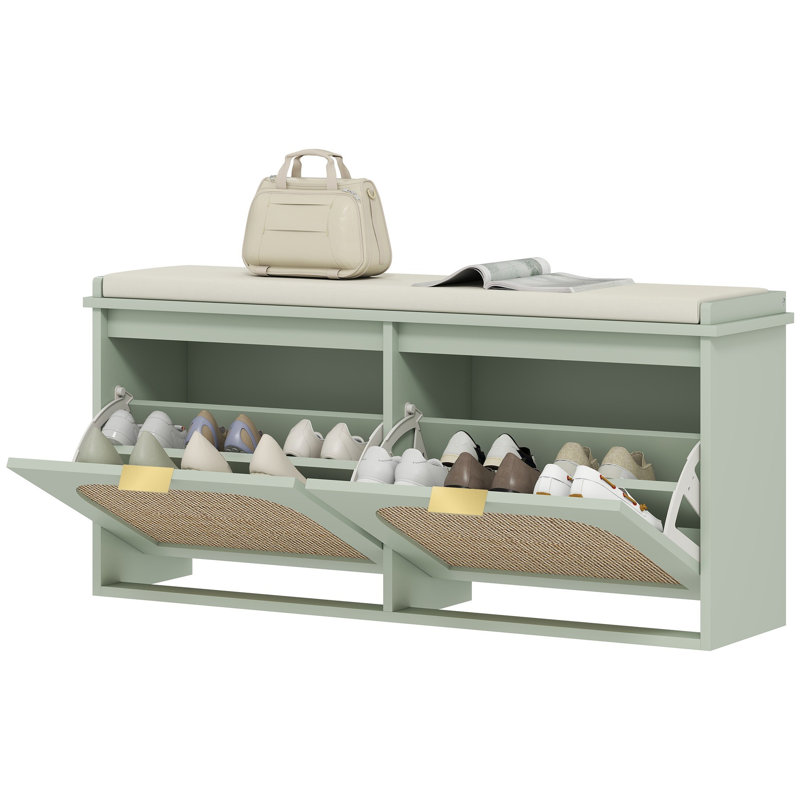 10 Pair Shoe Storage Bench, Green