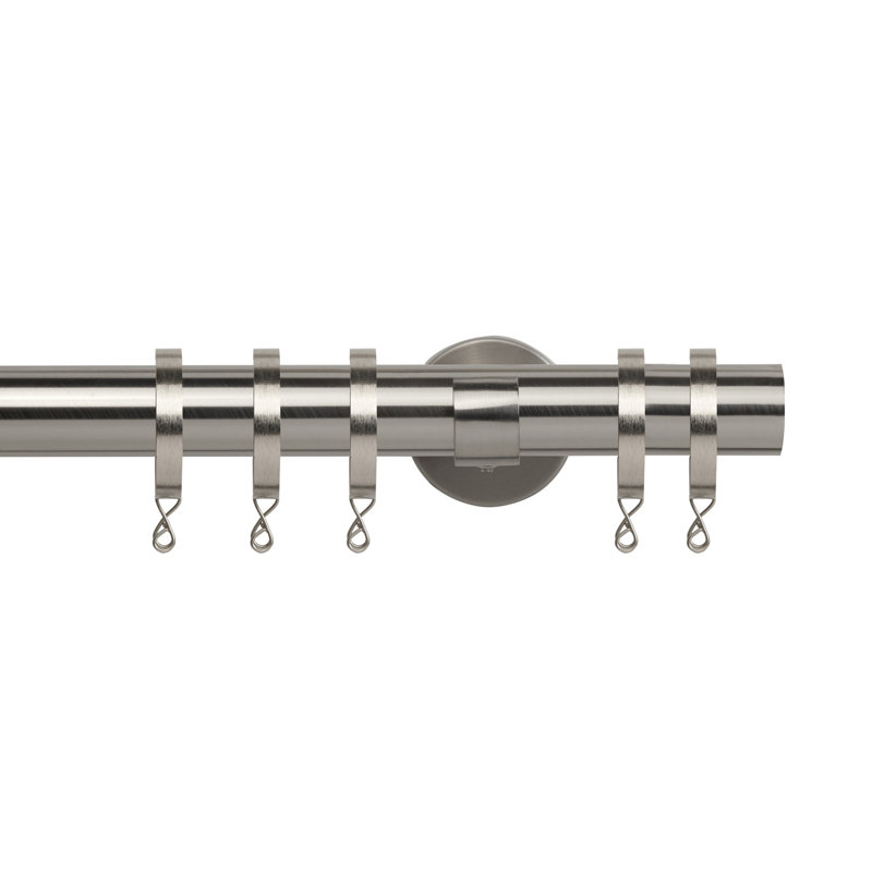 2.8cm Single Curtain Pole, 200 cm W x 2.8 cm H, Satin Silver