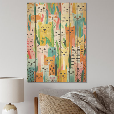 Motif d'animaux de chambre coloré II - chambre de bébé sur bois