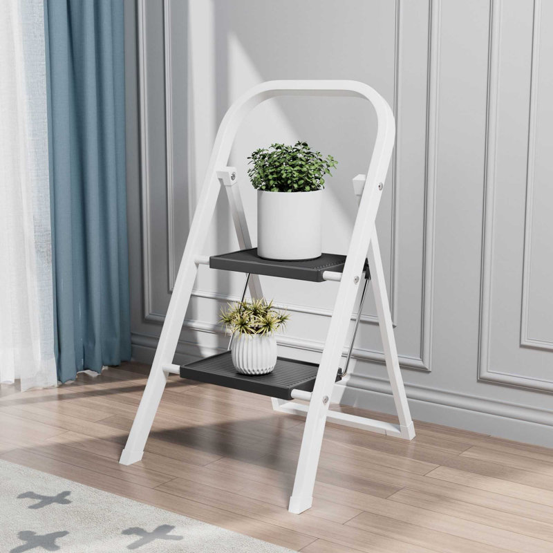 2 - Step Lightweight Folding Step Ladder, White