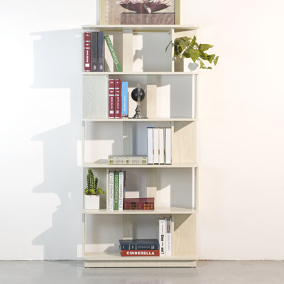 Bibliothèque ouverte à 31 niveaux l 31,5 "x H 64,6" - Dispositif anti-basculement et coins arrondis - Grain de bois MDF imperméable - Pour le salon / bureau à domicile / chambre à coucher