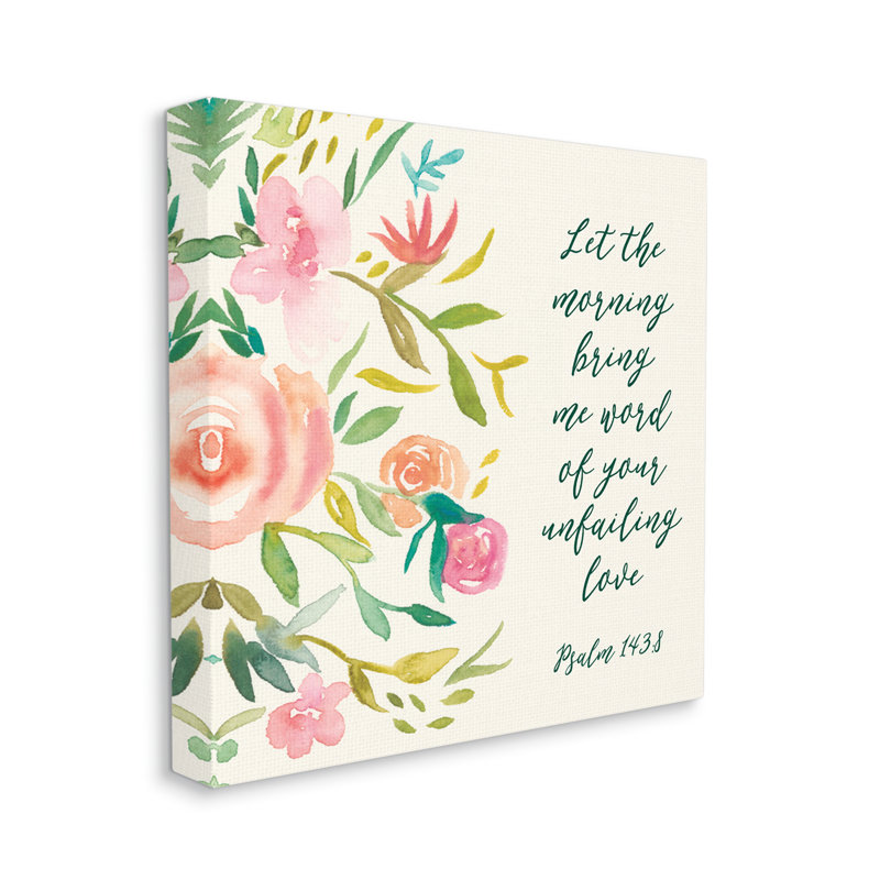 Psaumes 143: 8 Proverbes, charmantes fleurs roses par Studo W - impression, H 30 po x l 30 po x P 1,5 po, Toile tendue
