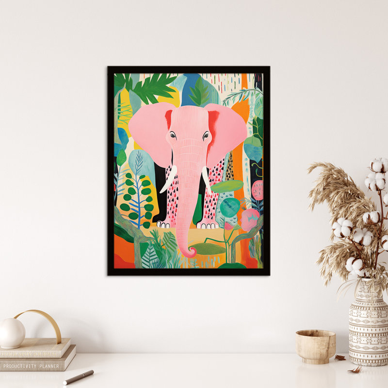 Pink Elephant Jungle - Single Picture Frame Print