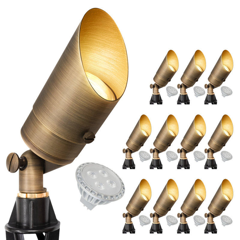 Low Voltage Solid Brass Spot Light with Adjustable Shield and MR16 Bulb, 12 Pack