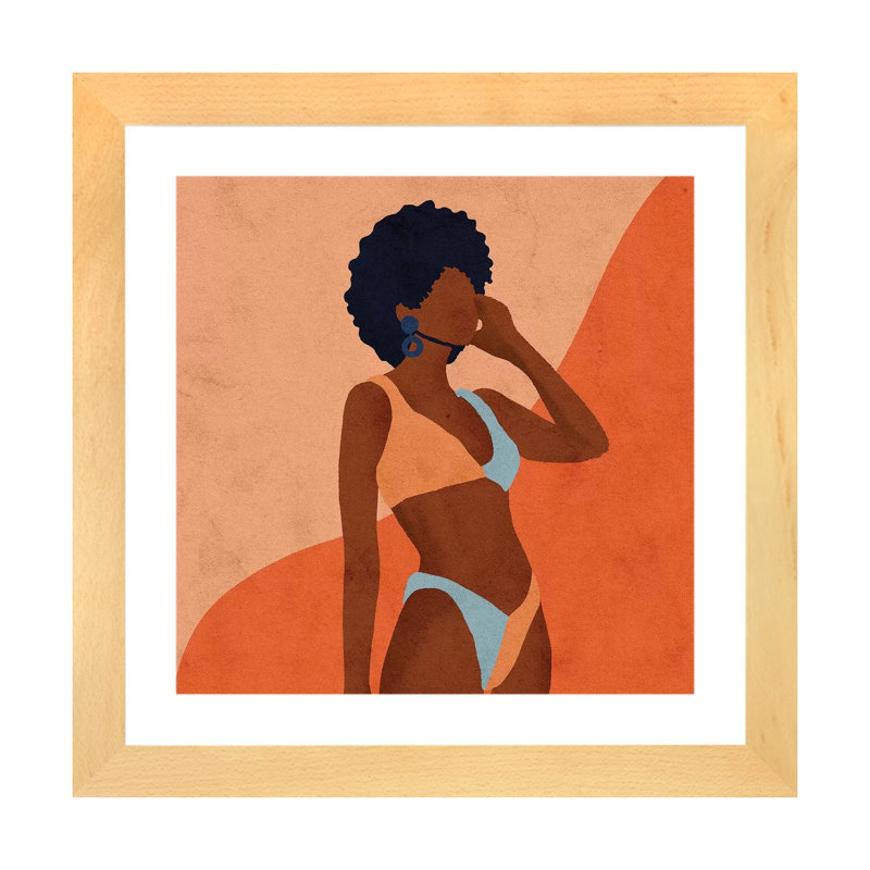 « Jaz » par Reyna Noriega-impression, H 24 po x l 24 po x p 1 po, Toile avec cadre en bois beige, Blanc