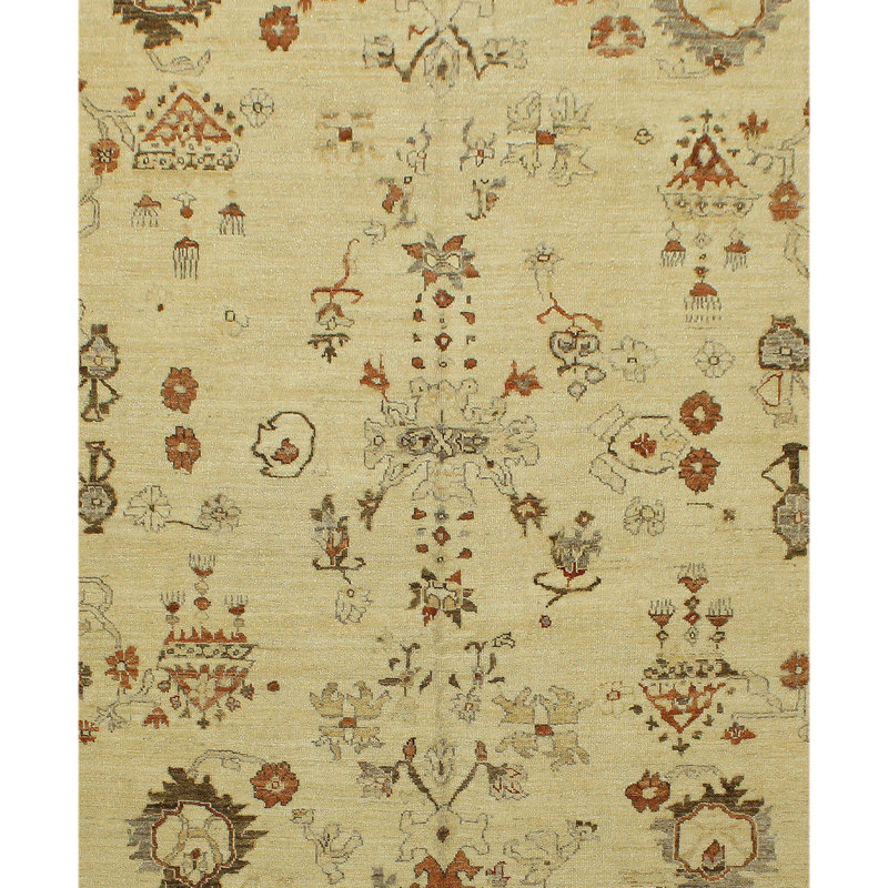 Wool Oriental Area Rug in Cream, Rectangle 4' x 6'