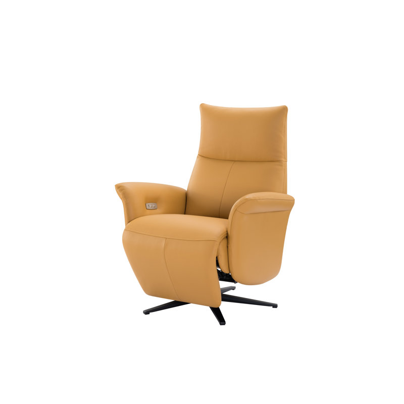 Fauteuil inclinable électrique pivotant en cuir Jernorris, Jaune