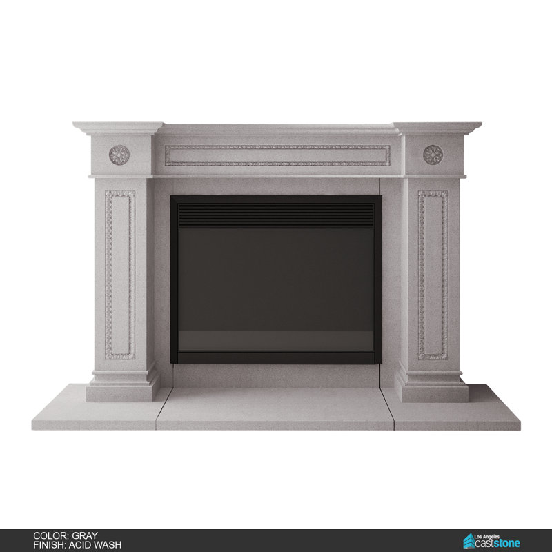 Berlin Concrete Fireplace Surround, Acid Wash Gray