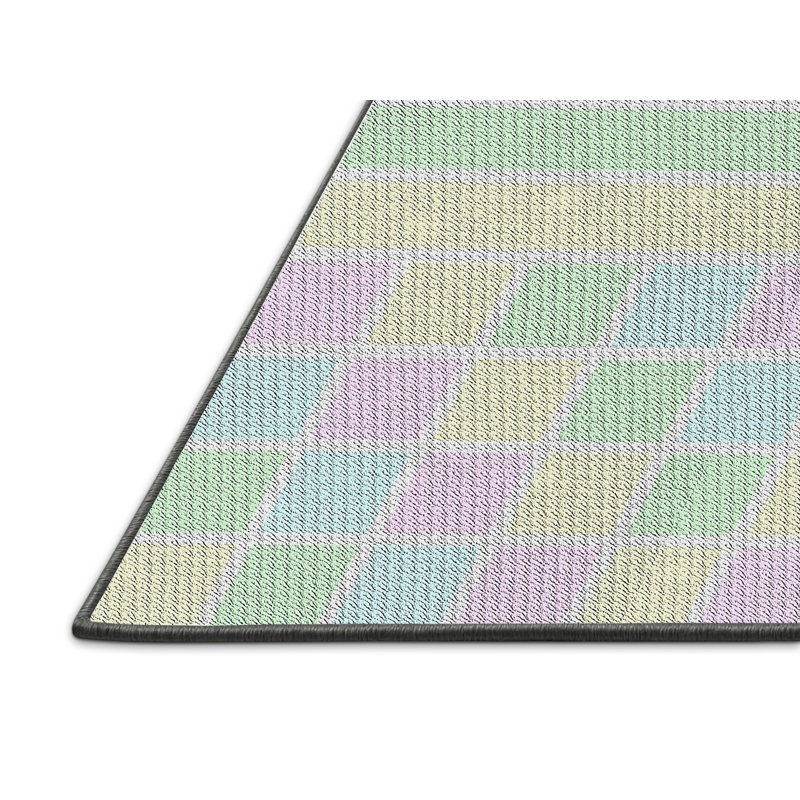 Tapis jaune à carreaux Kitterman, Rectangle 3 pi x 5 pi