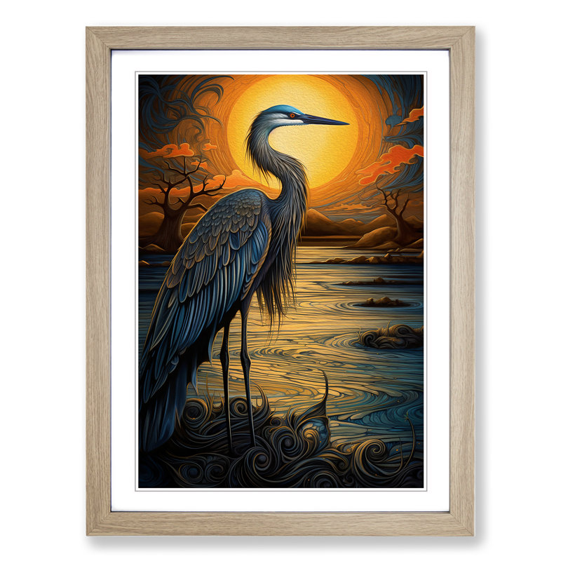Heron Nouveau - Framed Print