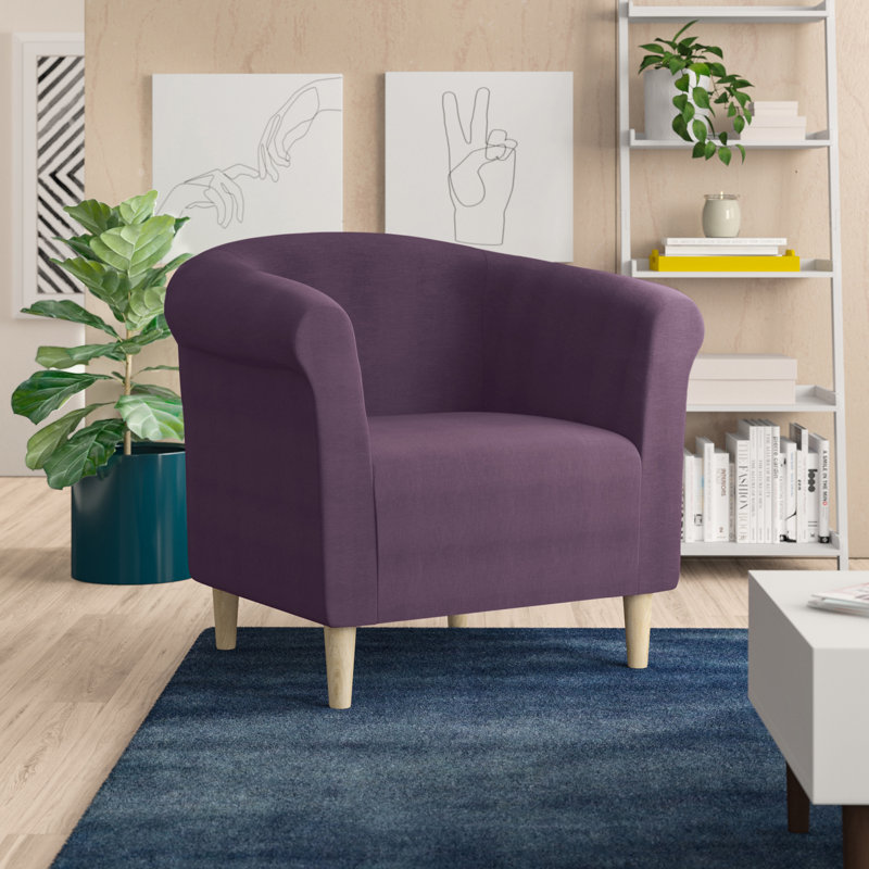 Liam Upholstered Barrel Chair, Toulan Eggplant Twill