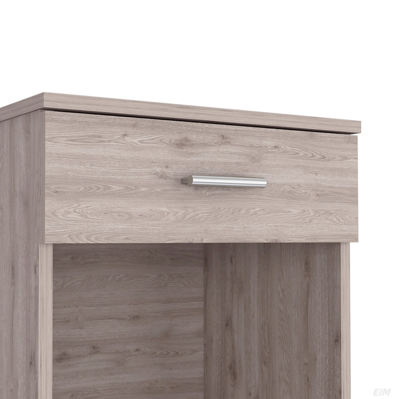 Table de chevet pour chambre à coucher avec un tiroir et tablette inférieure, Brun